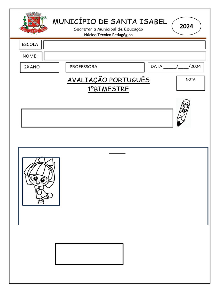 Avaliação de Português 2º Ano - 1º Bimestre | PDF