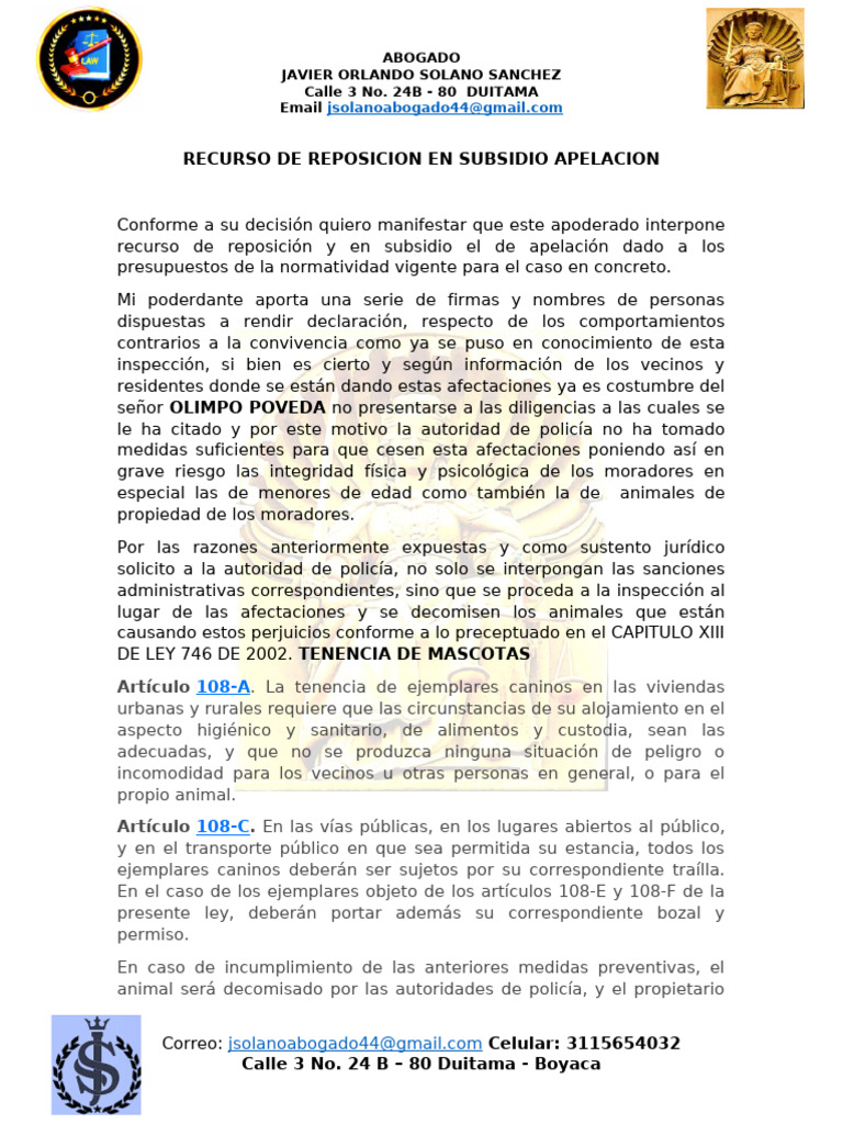 Recurso de Reposición y Apelación Legal | PDF | Justicia | Crimen y ...