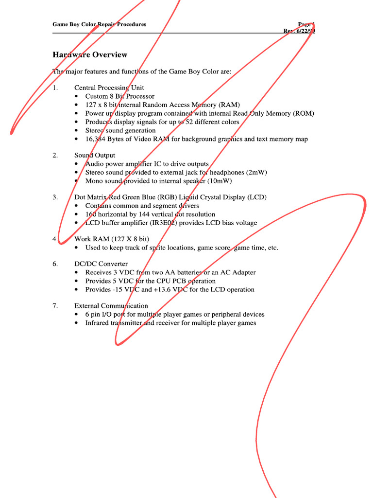 Gameboy Color Service Manual Copy3 | PDF
