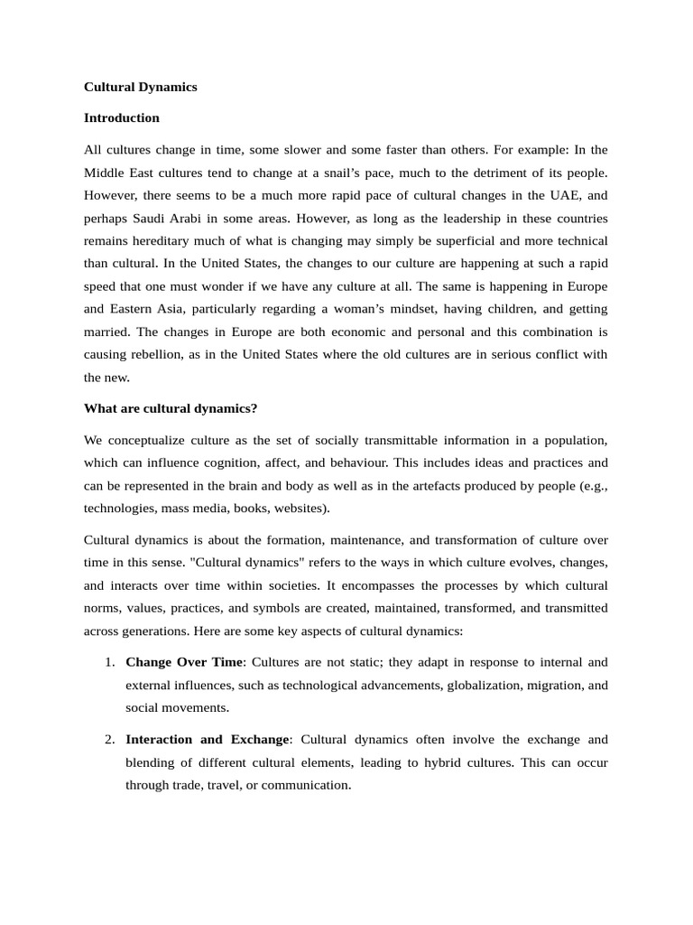 Understanding Cultural Dynamics and Change | PDF | Discrimination ...