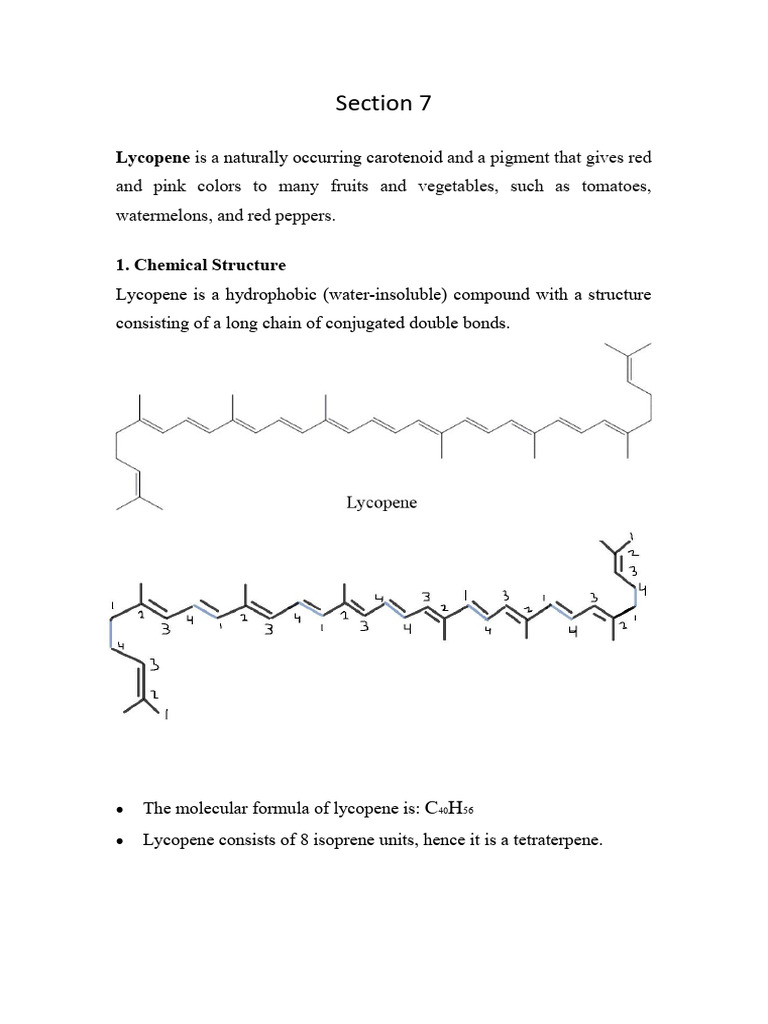 Lycopene Molecular Structure and Extraction | PDF