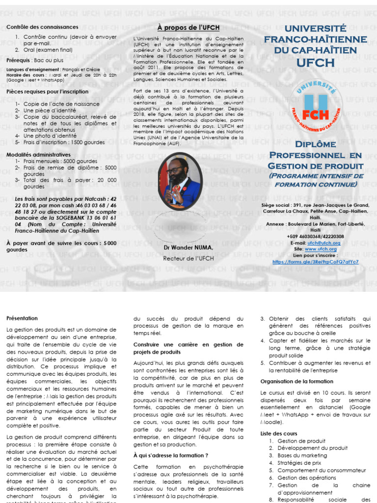 Frais d'inscription à l'UFCH 2025 | PDF | Business | Commercialisation