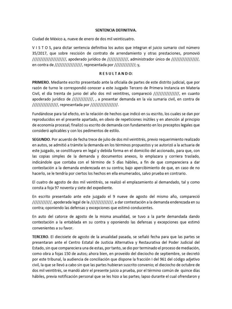 Sentencia Definitiva | PDF | Caso de ley | Jurisdicción