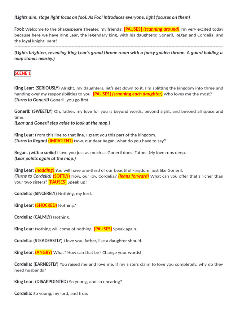 king+lear+script+1 | PDF | King Lear