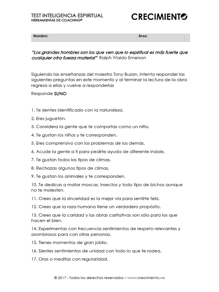 Test de Inteligencia Espiritual | PDF