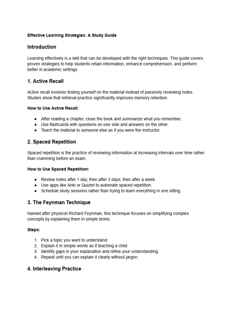 Proven Learning Strategies for Students | PDF | Neuroscience | Mental ...