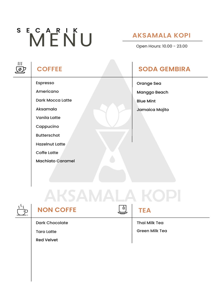 SECARIK Tea and Coffee Menu | PDF