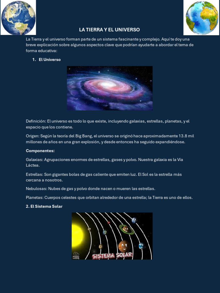 LA TIERRA Y EL UNIVERSO | PDF | Universo | Tierra