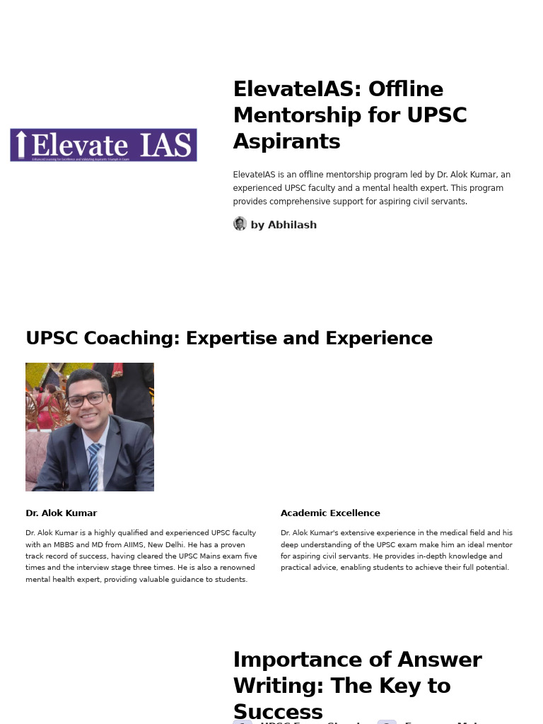 ElevateIAS: UPSC Mentorship Program | PDF | Mentorship | Cognition