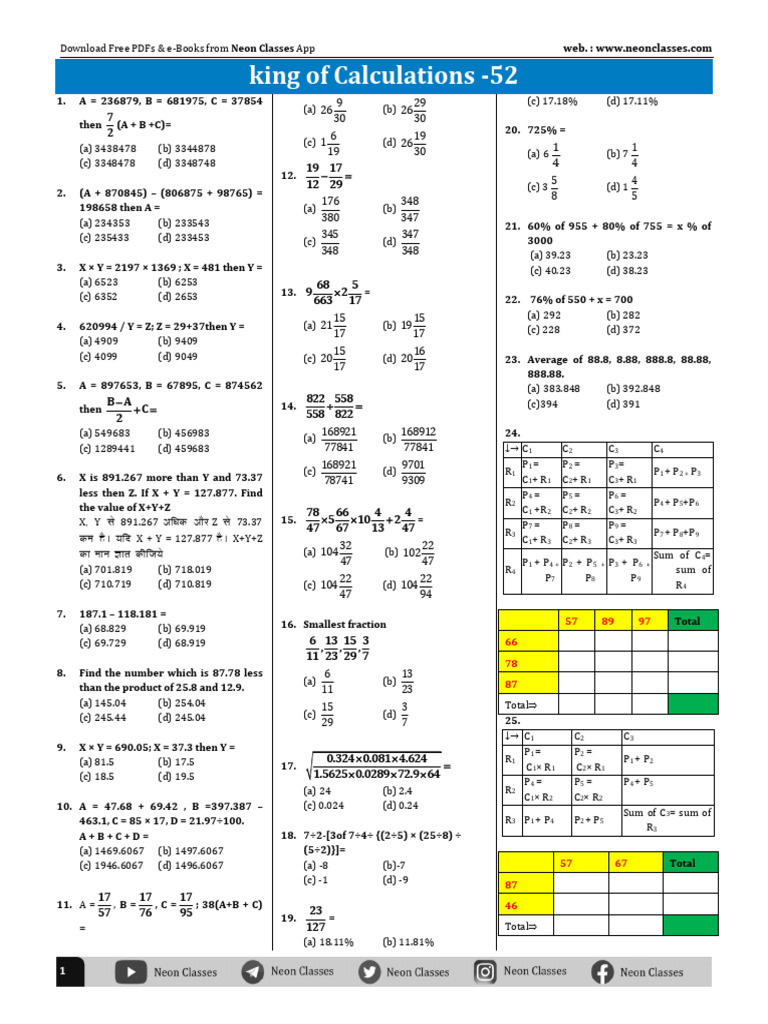 Free Math e-Books from Neon Classes | PDF