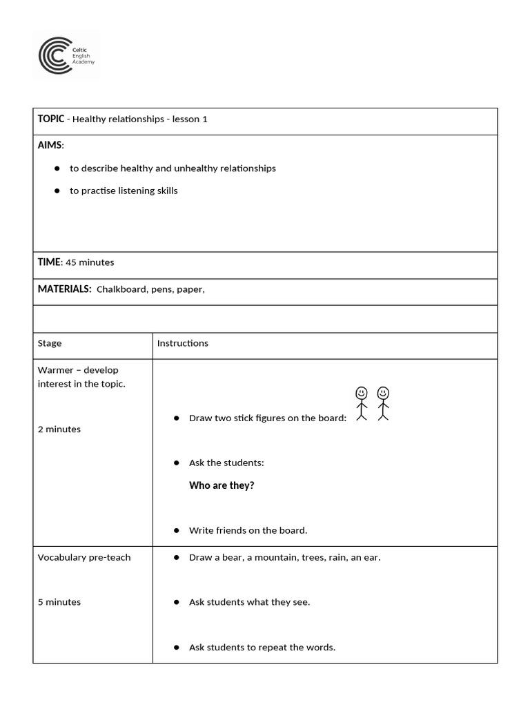 Healthy Relationships Lesson Plan | PDF | Grammar | Linguistics