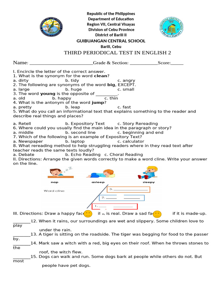 English 2 Third Periodical Test | PDF