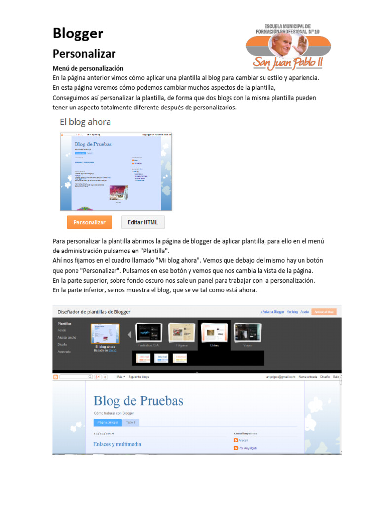 Personaliza tu blog en Blogger fácilmente | PDF | Blog | Color