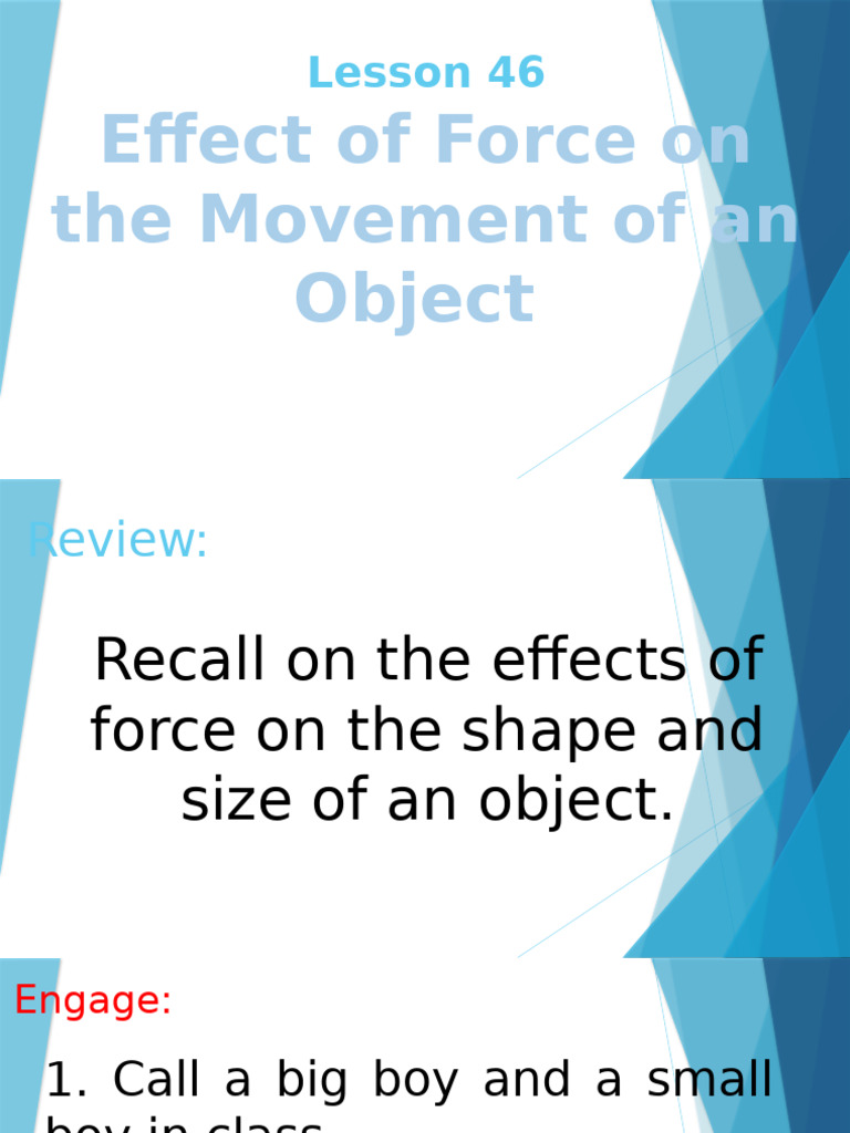 Effect of Force On The Movement of An Object: Lesson 46 | PDF