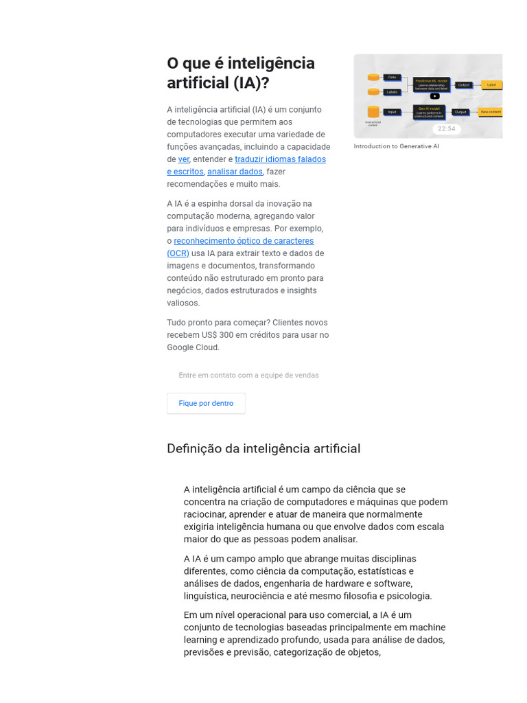 O que é inteligência artificial (IA)_ _ Google Cloud | PDF ...