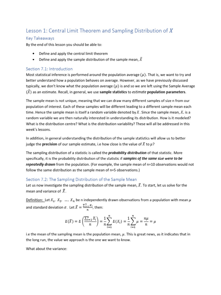 Sampling Distribution of Sample Mean | PDF | Confidence Interval ...