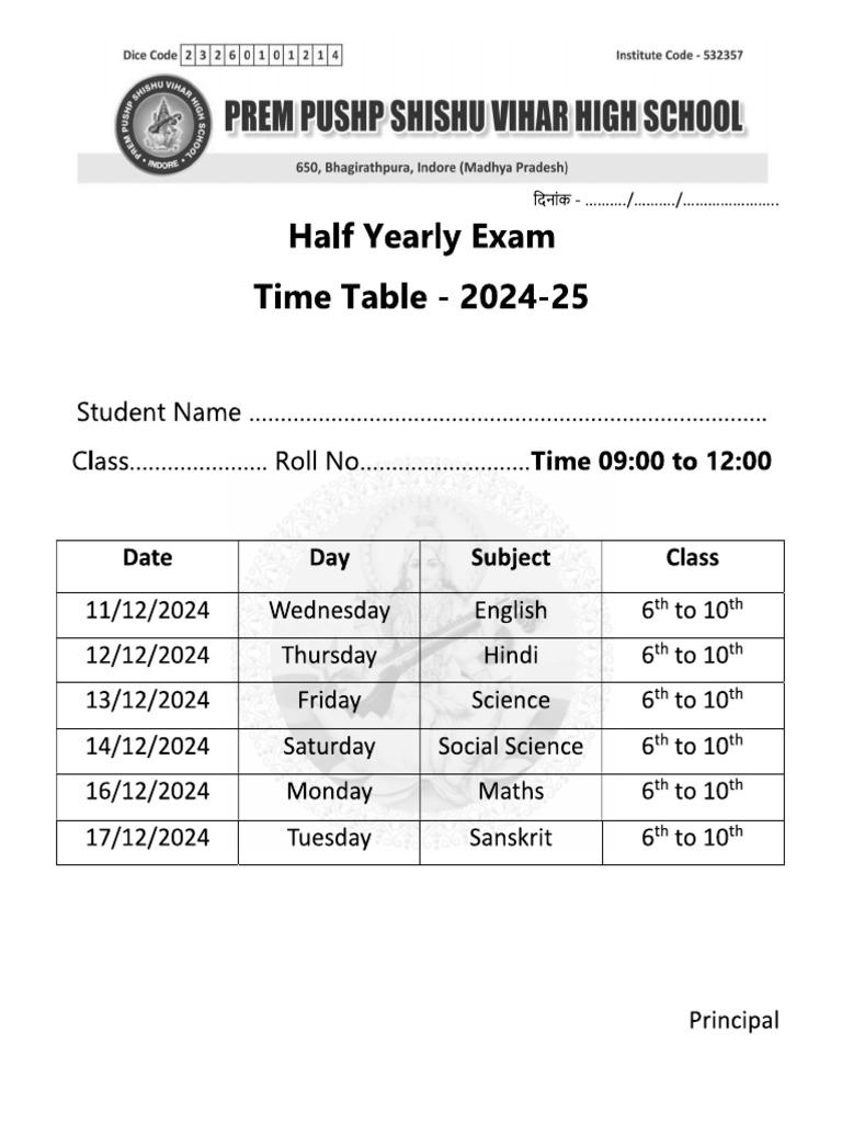 Half Yearly Exam 2024 Refurbished | PDF