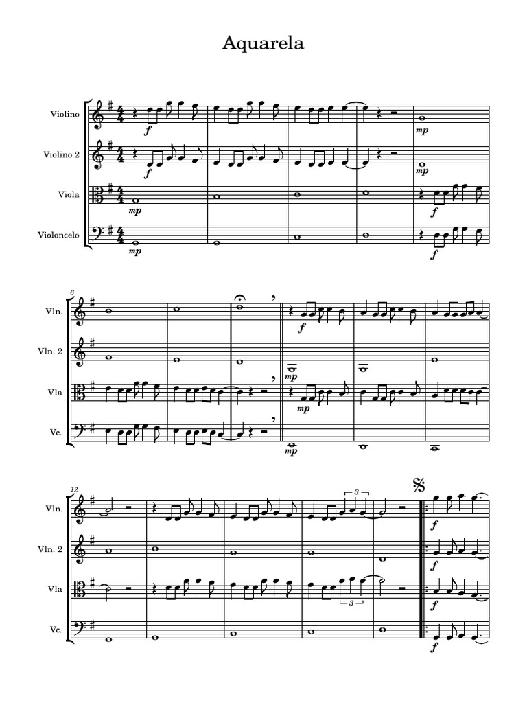 Aquarela Sheet Music For Strings Pdf
