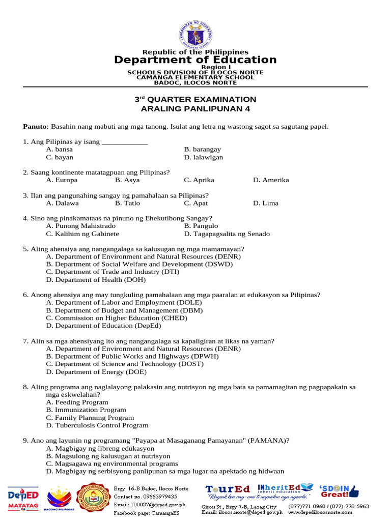 3rd PERIODICAL TEST 2024 2025 AP | PDF
