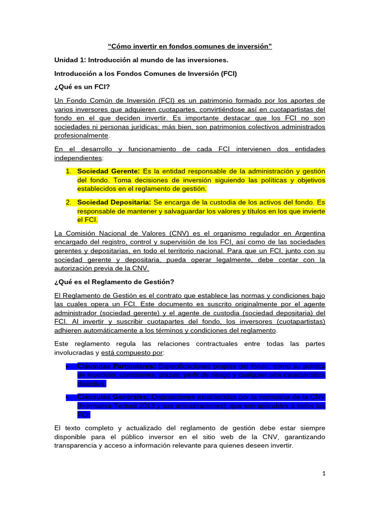 Guía Completa de Fondos Comunes de Inversión | PDF | Opción (Finanzas ...
