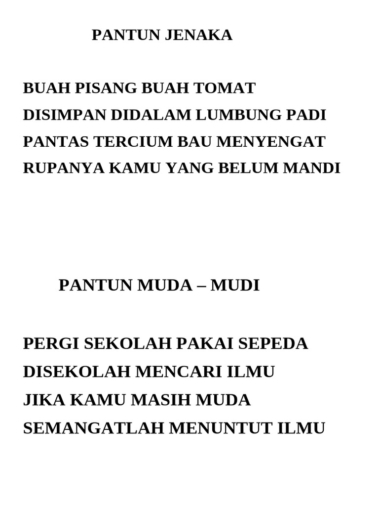 Pantun Jenaka | PDF