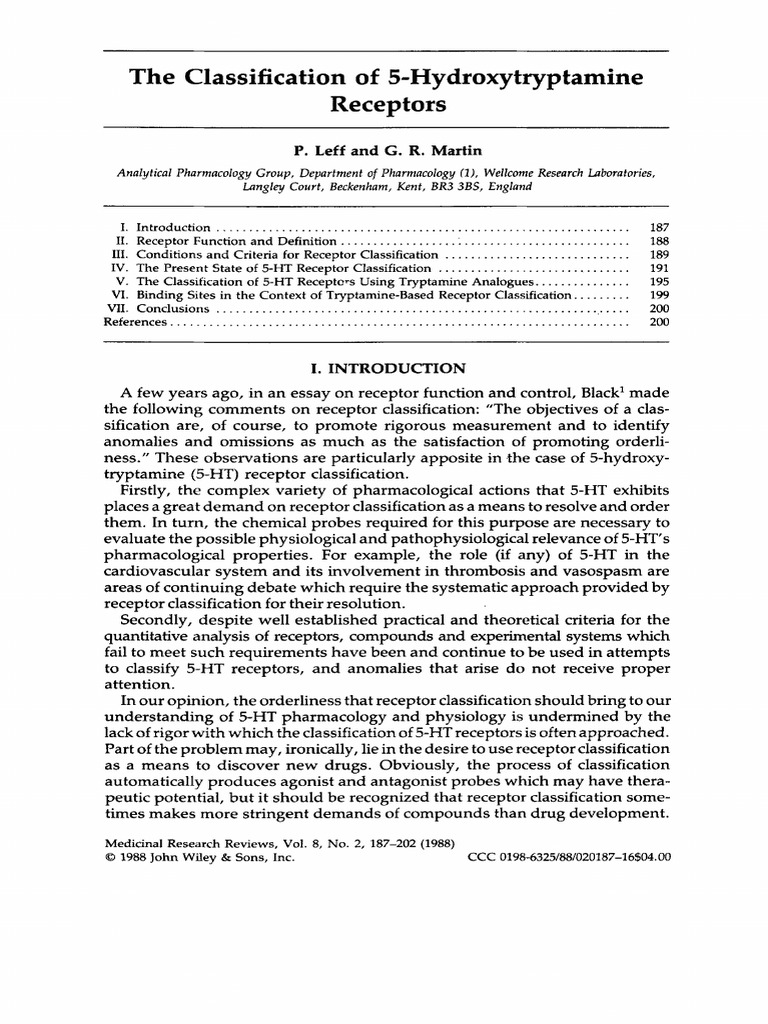 5-HT Receptor Classification Insights | PDF | Receptor Antagonist ...