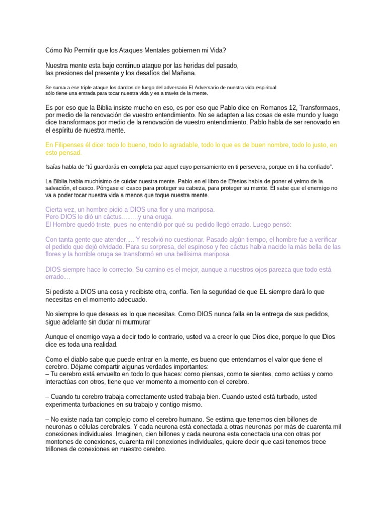 Cómo No Permitir Que Los Ataques Mentales Gobiernen | PDF | Cristo ...