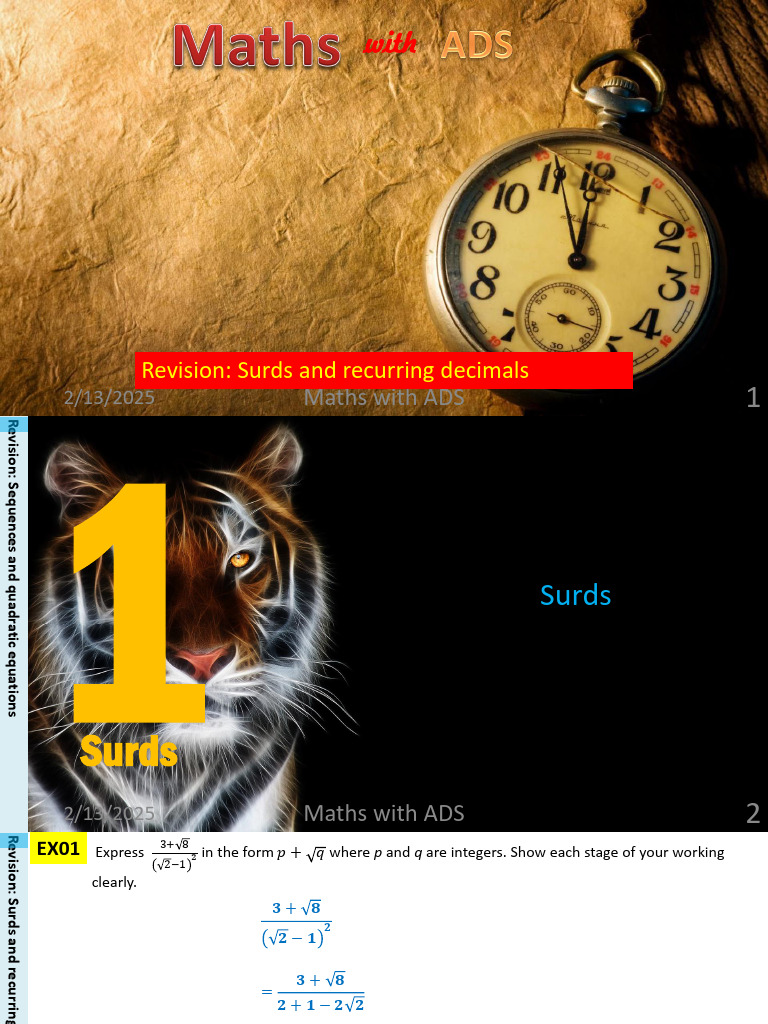 Maths Revision: Surds & Decimals | PDF | Numbers | Discrete Mathematics