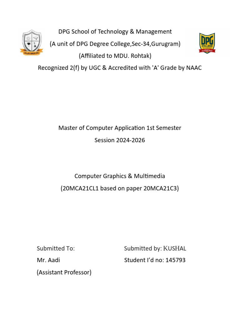 MCA Computer Graphics Lab Report | PDF | Elementary Geometry | Analytic ...