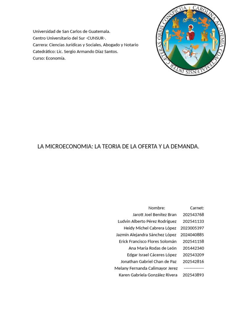 Teoría de Oferta y Demanda en Microeconomía | PDF | Mercado (economía ...