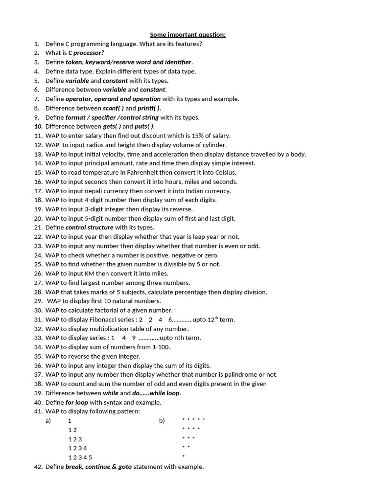Someimportantquestion 191182 | PDF | Pointer (Computer Programming ...