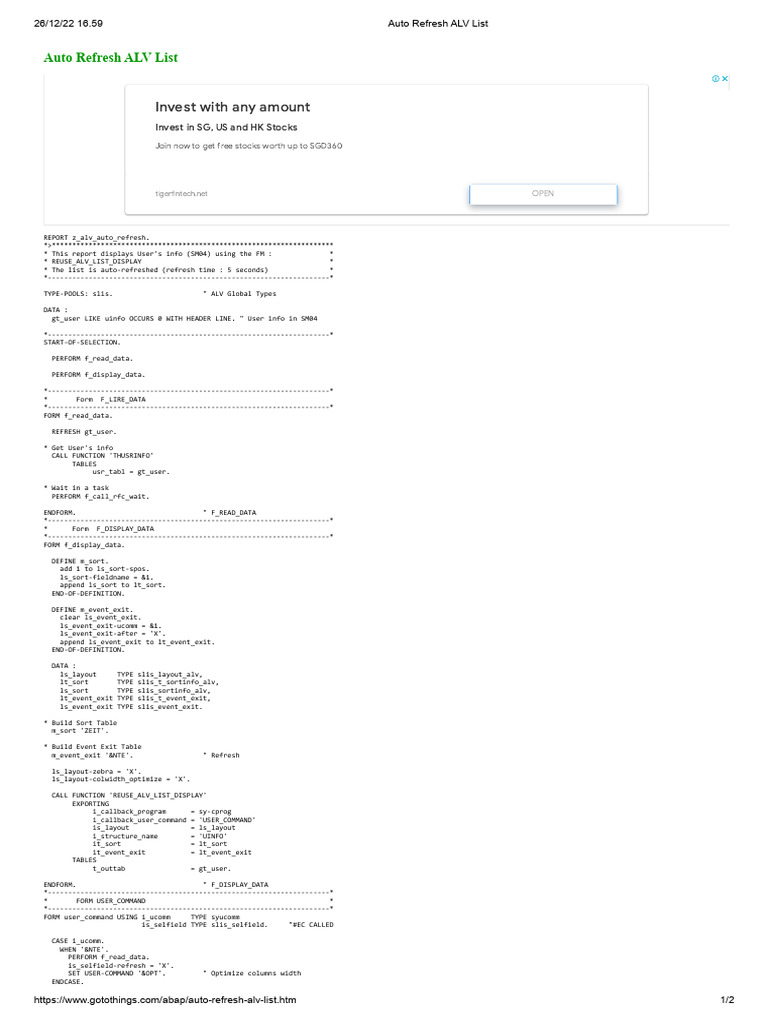 Auto refresh alv list pdf data management information technology