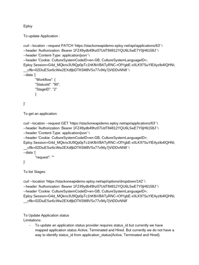 Eploy API: Update & Get Applications | PDF
