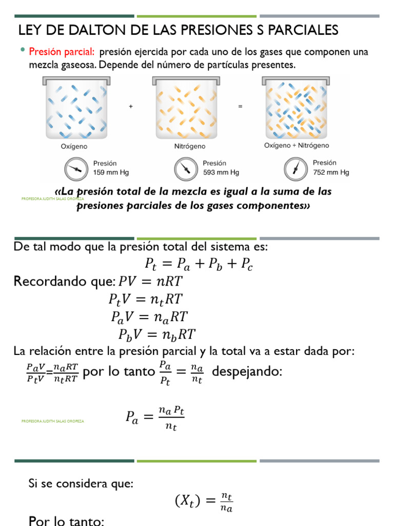Ley de Dalton y Presiones Parciales | PDF | Gases | Química Física