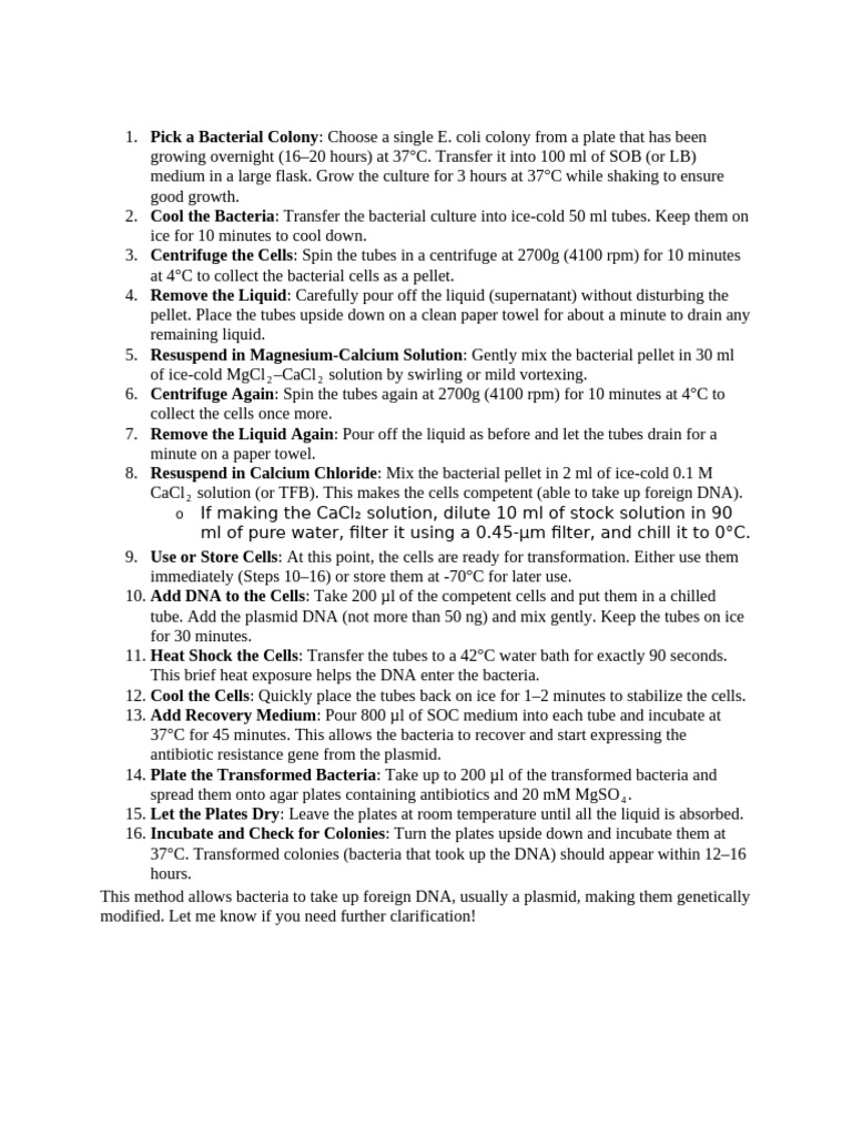 Transformation Pdf Bacteria Plasmid