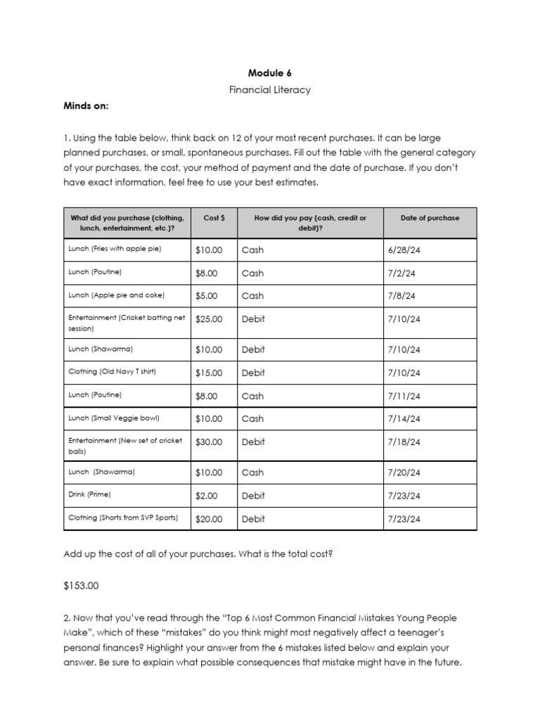 Teen Financial Literacy Guide | PDF | Credit Card | Transaction Account