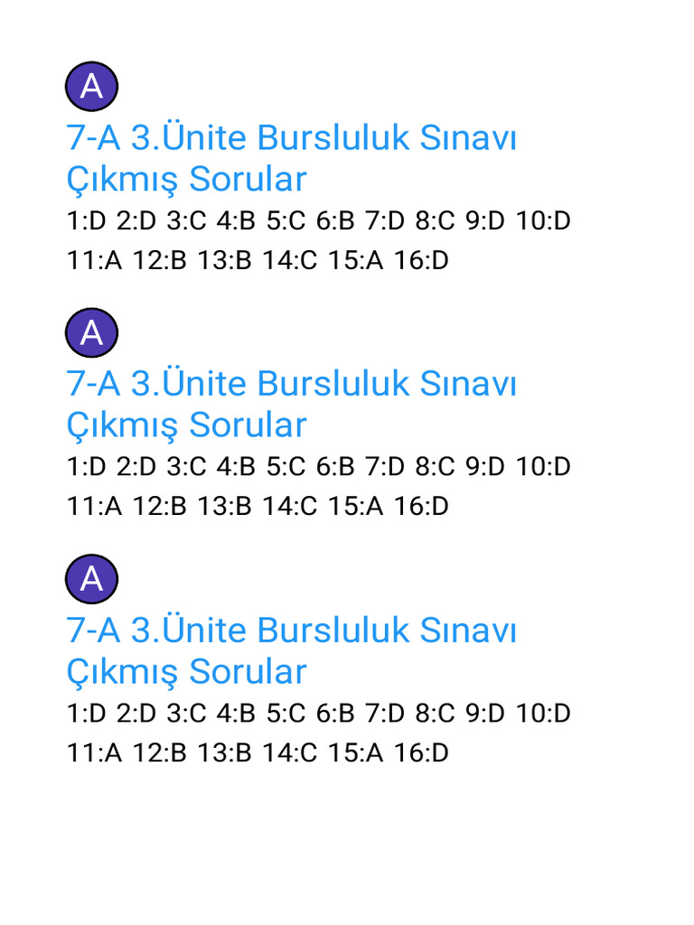 Mini Cevap Anahtarı | PDF