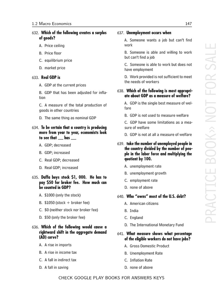 Macro Economics Practice Questions | PDF | Gross Domestic Product ...