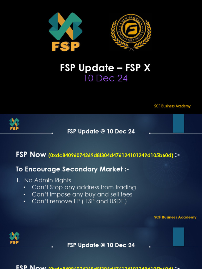 FSP Update: Challenges and Solutions | PDF | Cryptocurrency | Dividend