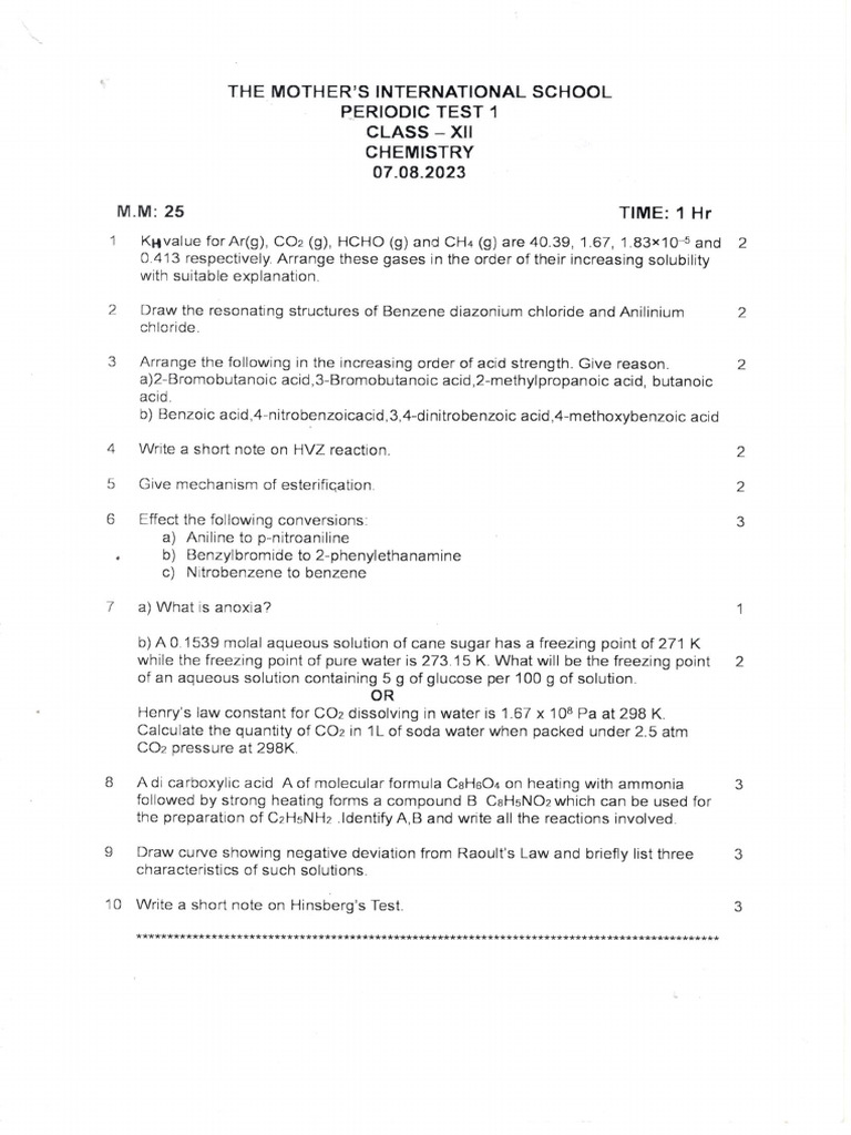 Mis Sample Paer | PDF | Solubility | Physical Sciences