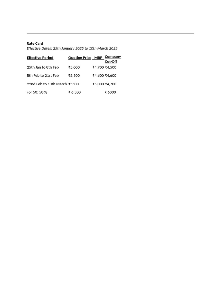 Cost Card | PDF