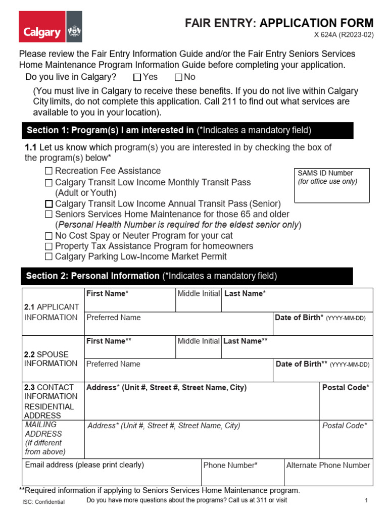 Calgary Fair Entry Application Form | PDF | Section 8 (Housing ...