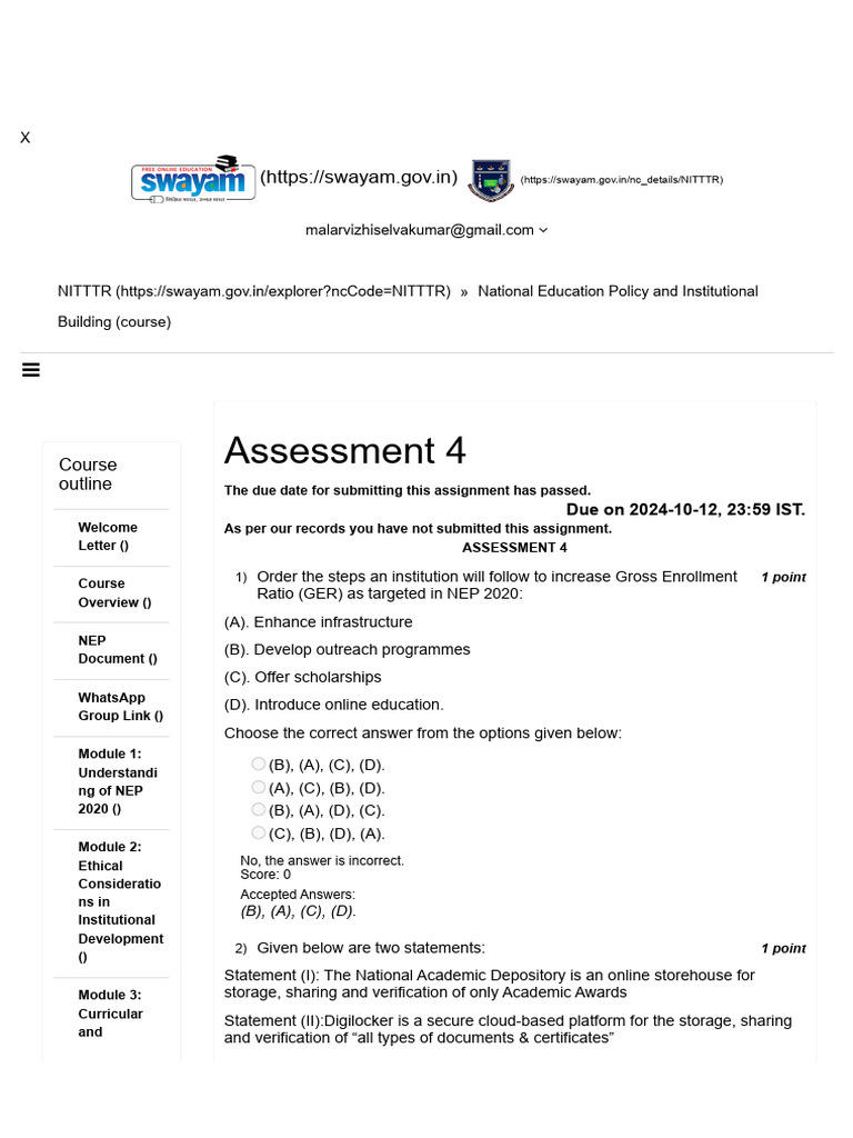 NEP 2020 Course Overview and Assessments | PDF | Educational Technology