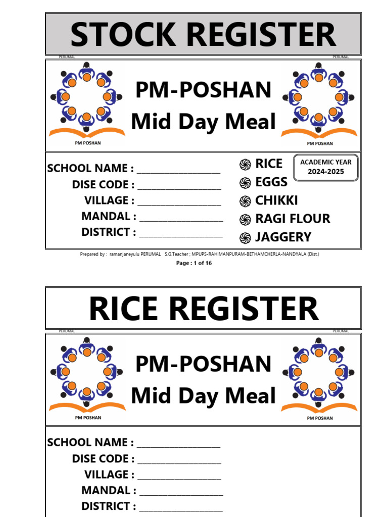 MDM Stock Register for 2024-2025 | PDF | Foods | Indian Cuisine