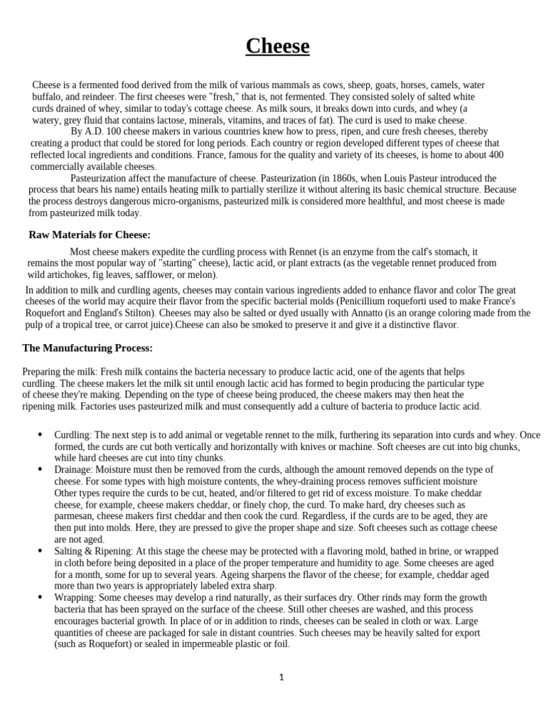 Cheese | PDF | Cheese | Cheesemaking