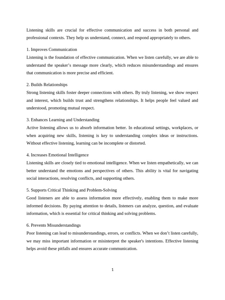 Essential Listening Skills for Success | PDF | Communication | Empathy
