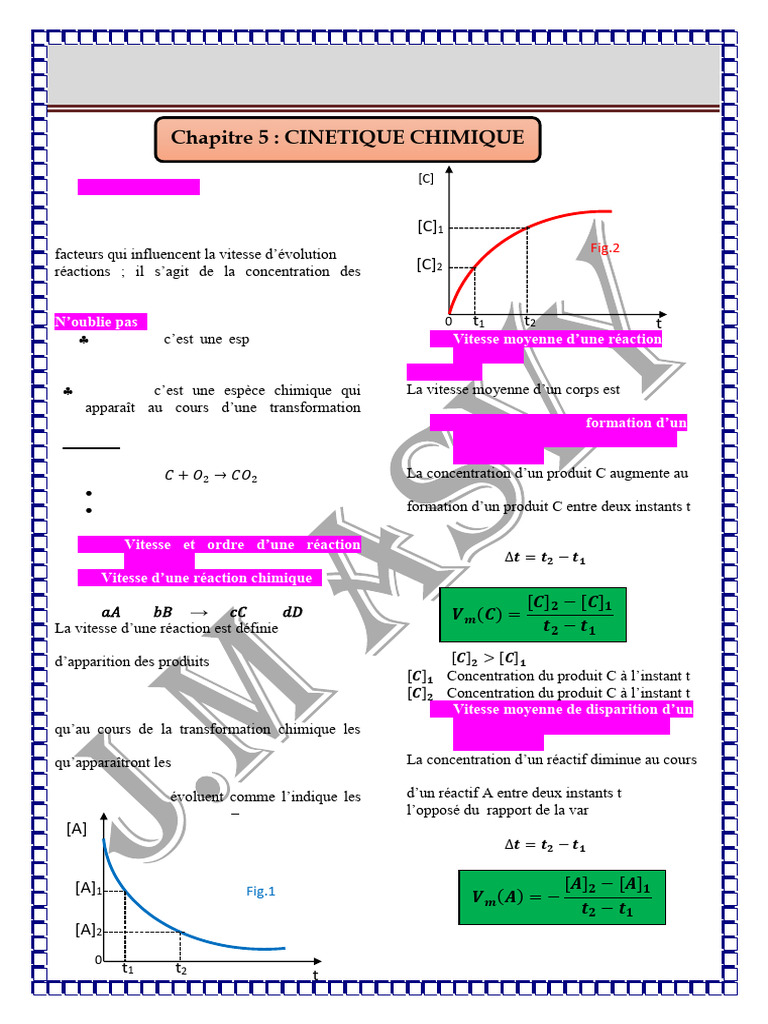 Cinétique chimique Vitesse et ordre des réactions PDF Cinétique — free download