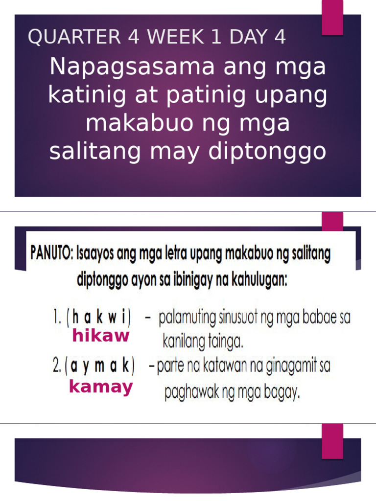 Filipino Quarter 4 Week 1 Day 4(1) | PDF