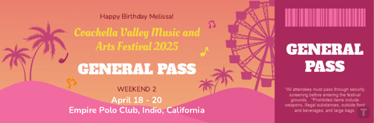 Coachella Entrance Ticket | PDF
