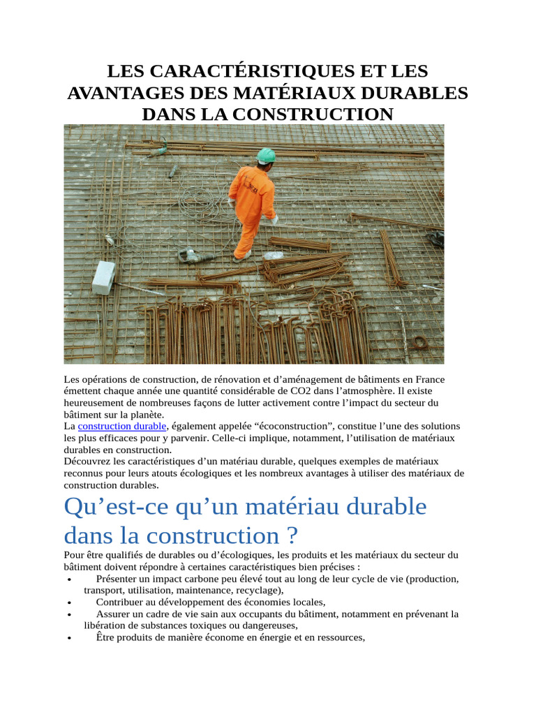 Matériaux Durables en Construction | PDF | Bois (matériau de ...
